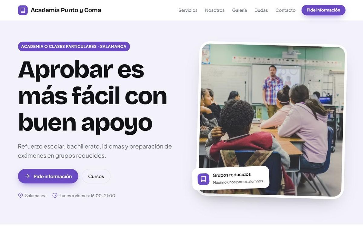 Ejemplo de web para academia o clases particulares