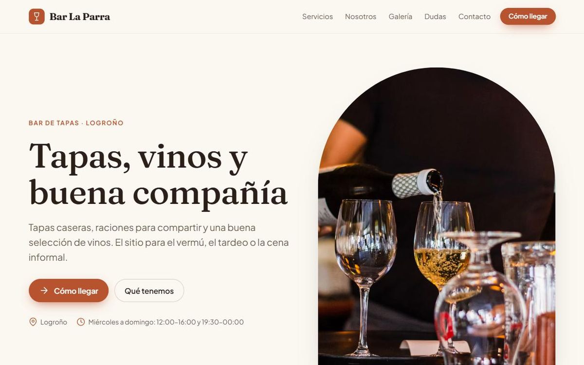 Ejemplo de web para bar de tapas
