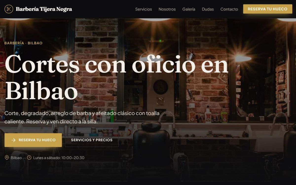 Ejemplo de web para barbería
