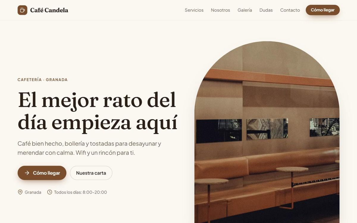 Ejemplo de web para cafetería