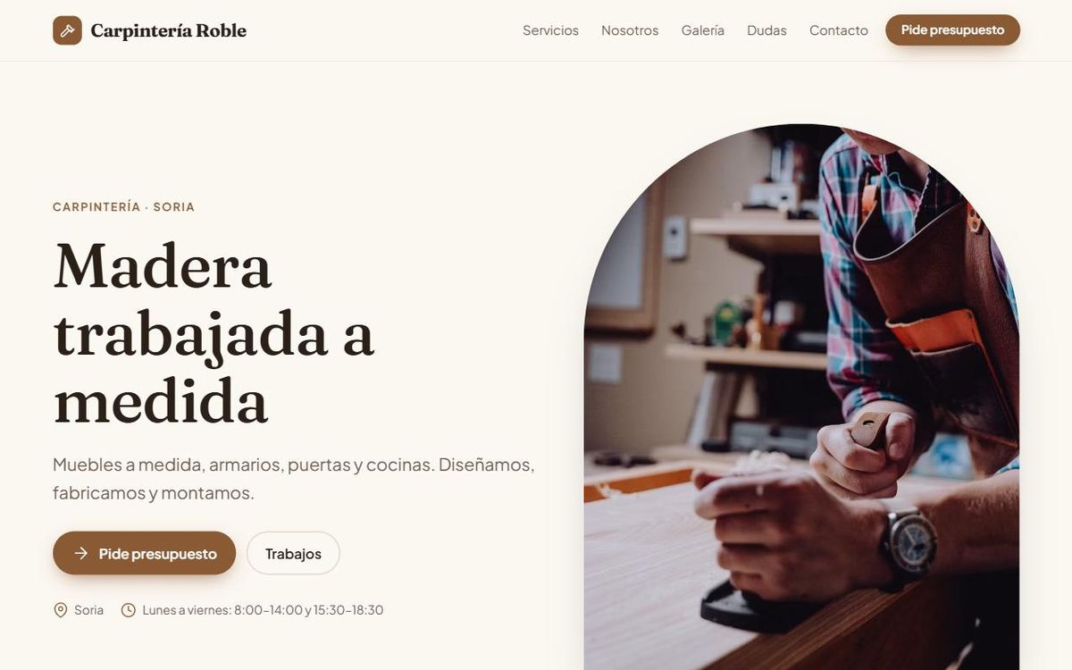 Ejemplo de web para carpintería