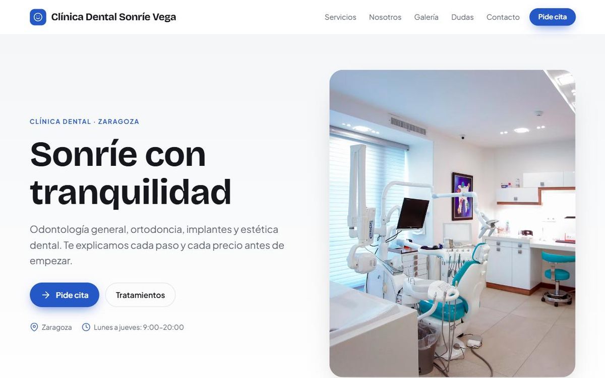 Ejemplo de web para clínica dental