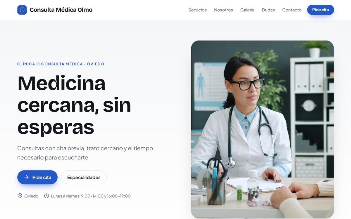 Ejemplo de web para clínica o consulta médica