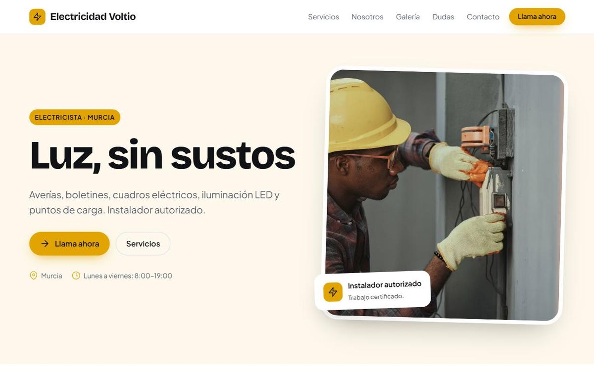 Ejemplo de web para electricista