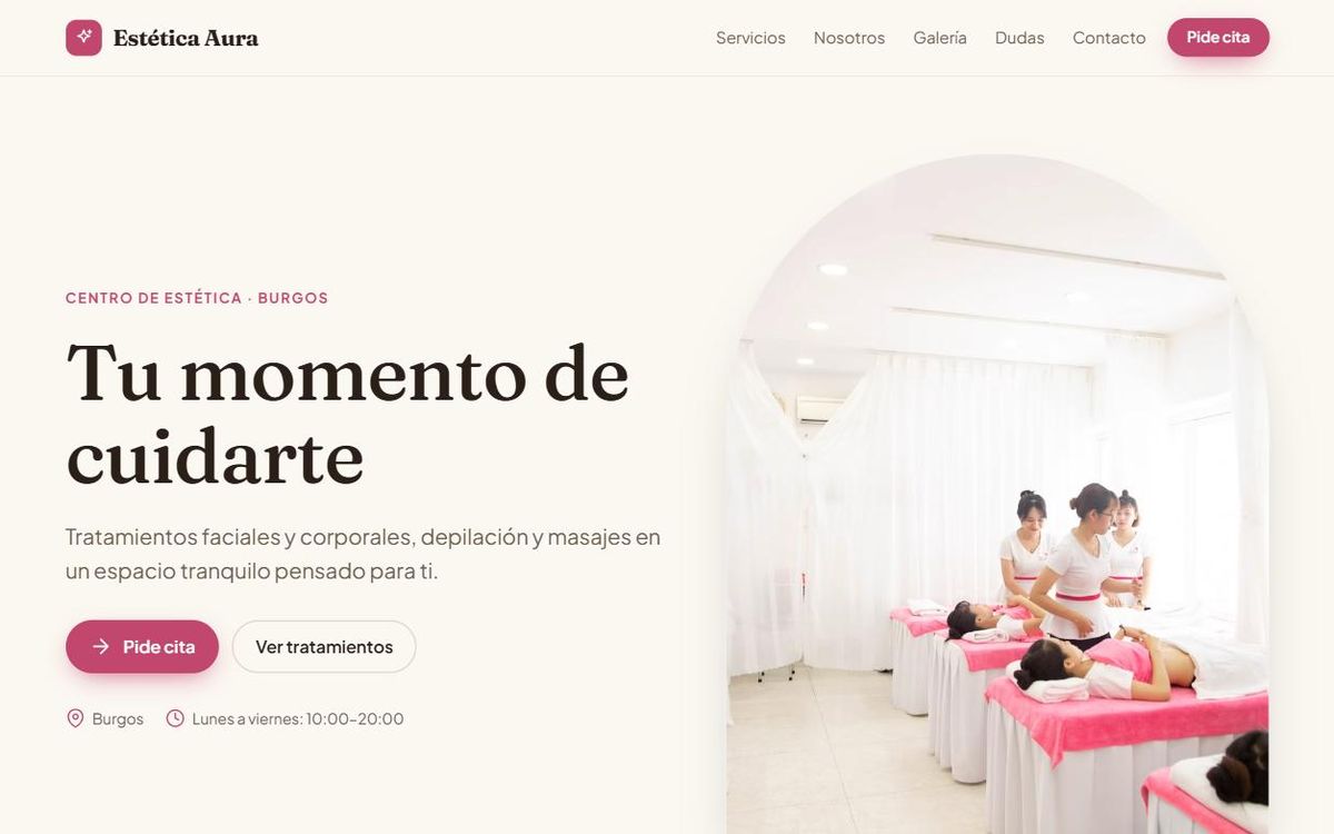 Ejemplo de web para centro de estética