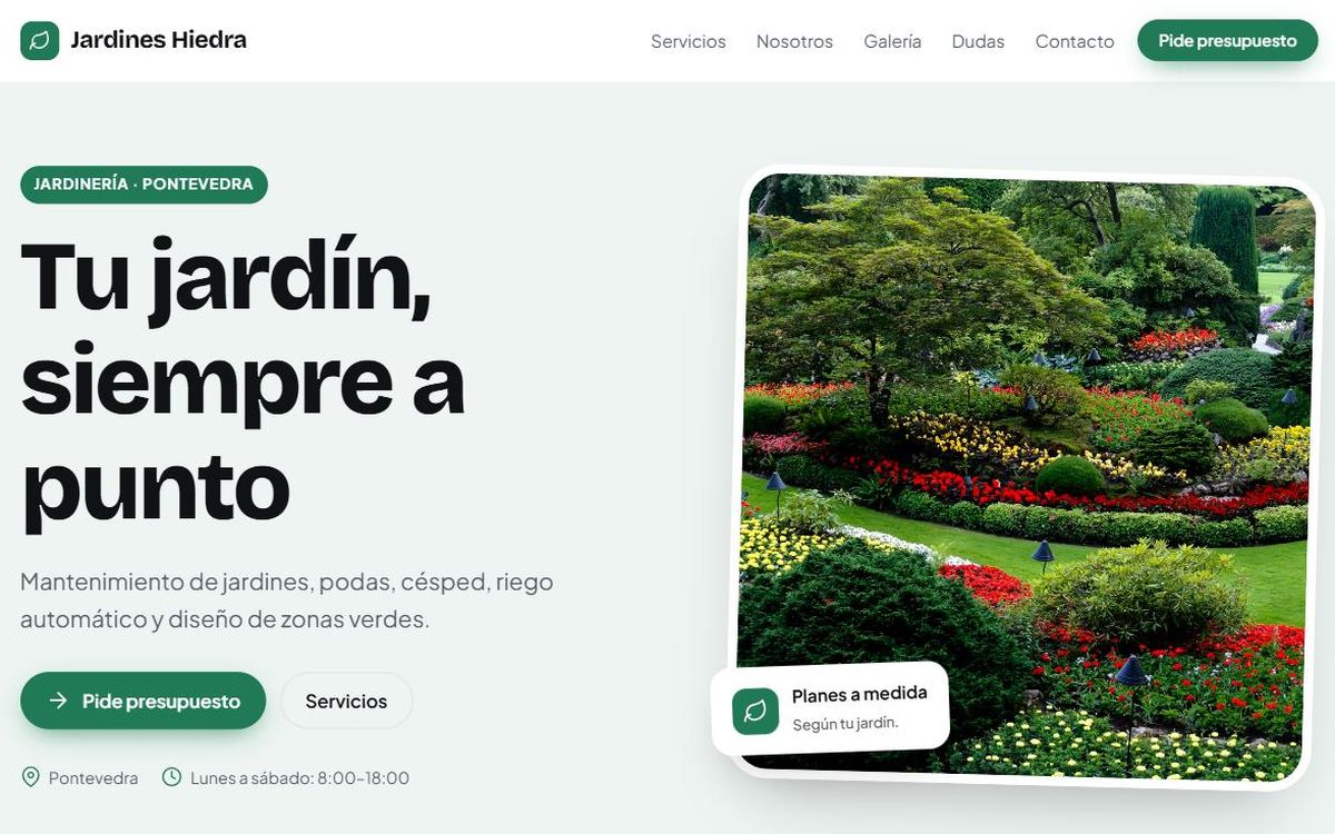 Ejemplo de web para jardinería