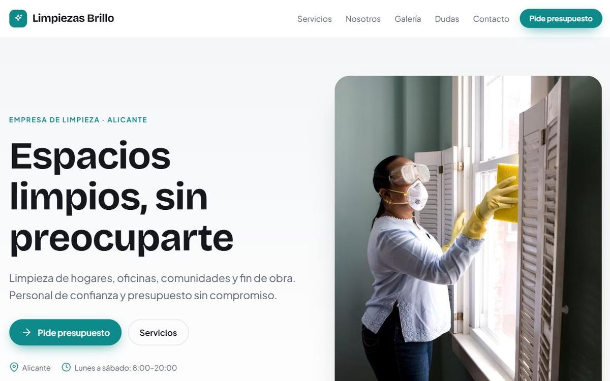 Ejemplo de web para empresa de limpieza