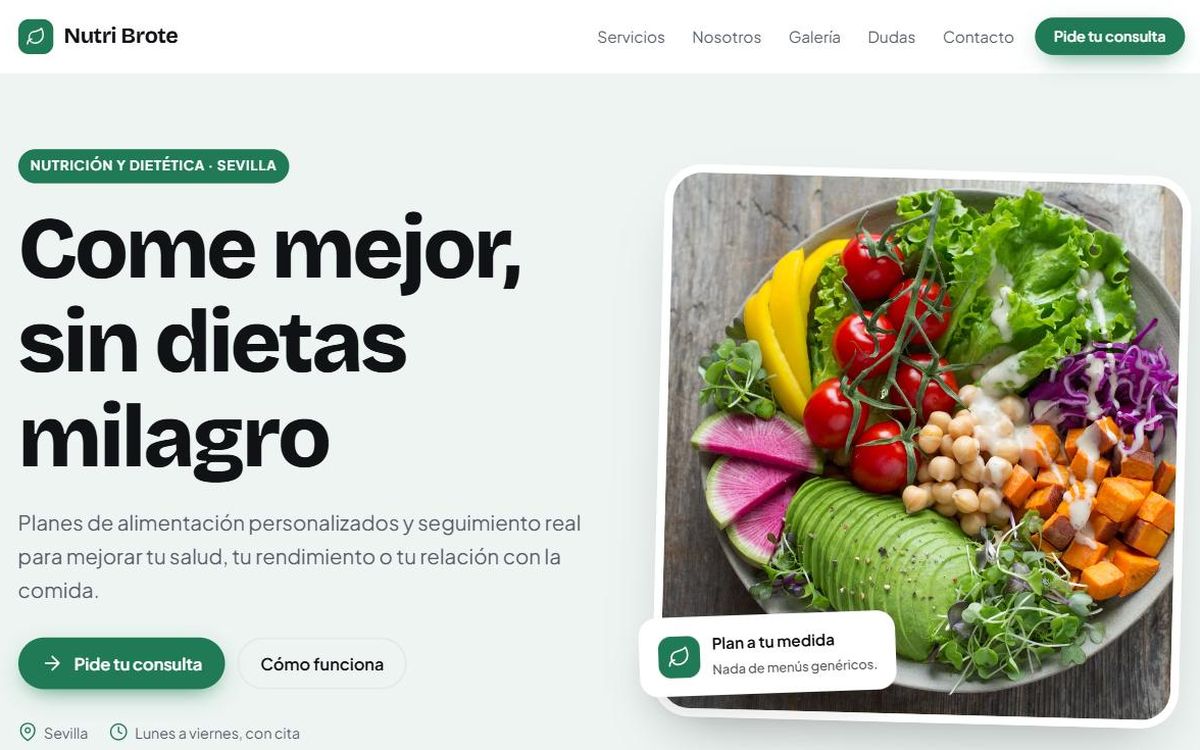Ejemplo de web para nutrición y dietética