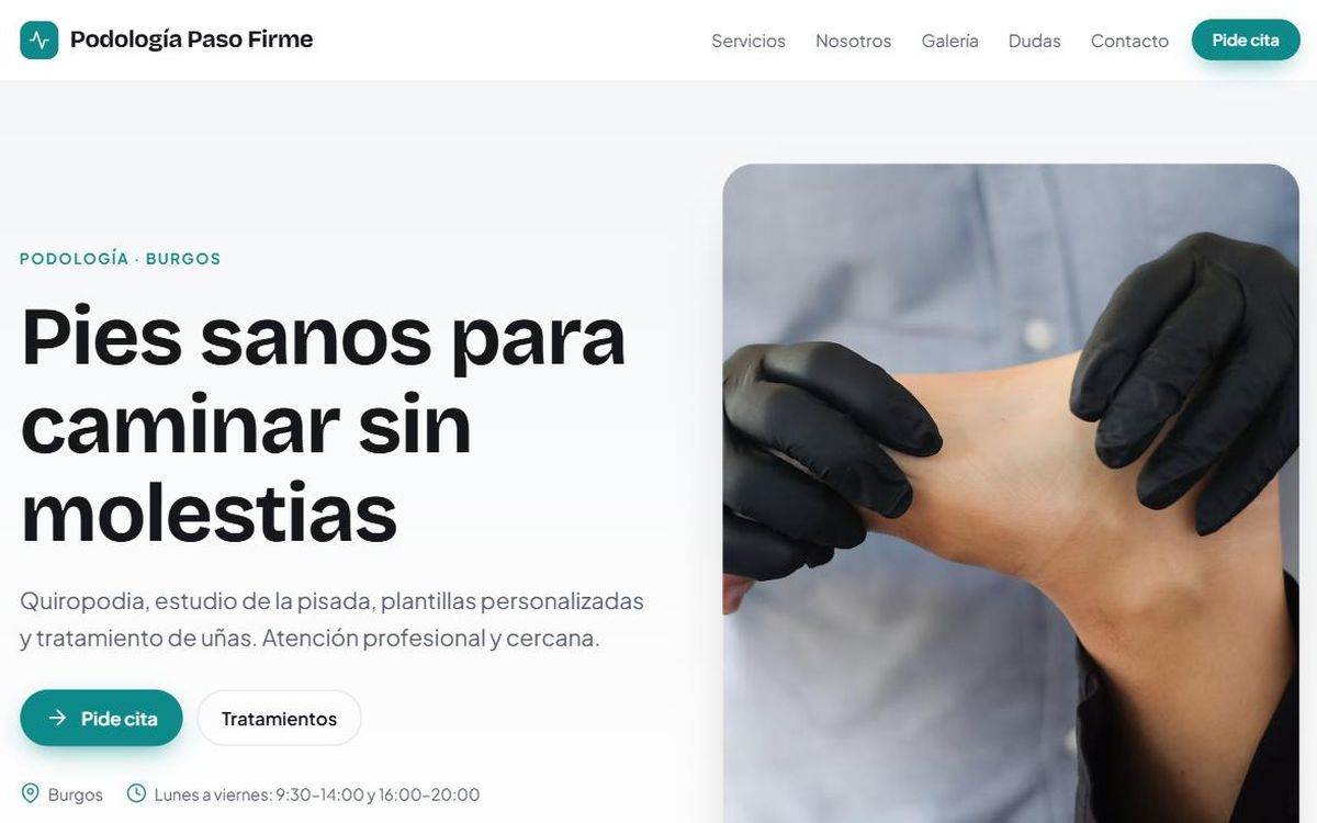 Ejemplo de web para podología