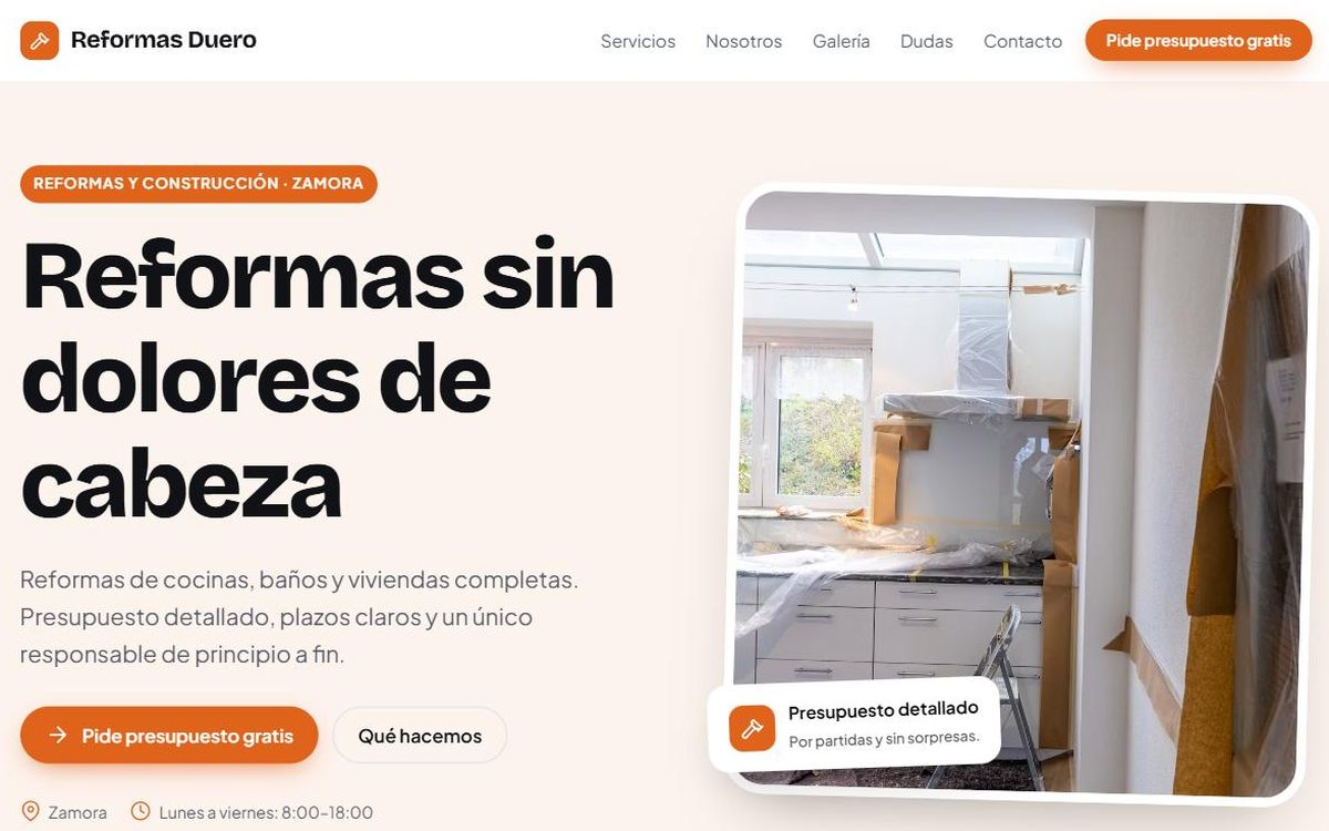 Ejemplo de web para reformas y construcción