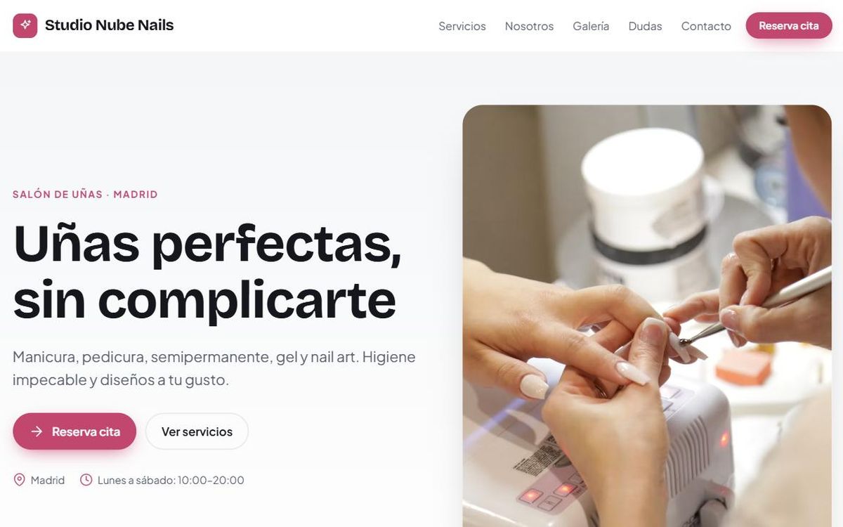 Ejemplo de web para salón de uñas
