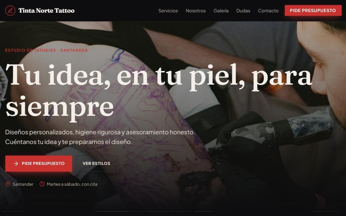Ejemplo de web para estudio de tatuajes
